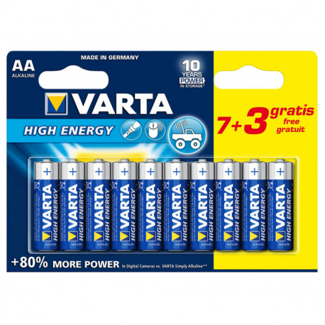 Varta Alkaline High Energy 10 piles 1,5V AA (lot de 2)