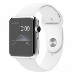 Apple Watch boîtier de 42mm en acier inoxydable avec Bracelet Sport Blanc MJ3V2 (early 2015)