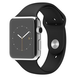 Apple Watch boîtier de 42mm en acier inoxydable avec Bracelet Sport Noir MJ3U2