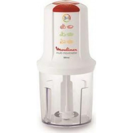 Moulinex Mini Hachoir Multifonction 0.5L 3 lames 500W AT710110 blanc