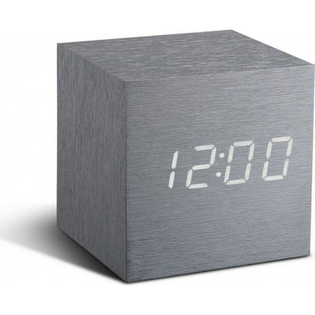 Gingko Radio réveil Cube Click Clock - LED Aluminium / Blanc