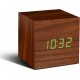 Gingko Radio réveil Cube Click Clock - LED Noyer / Vert