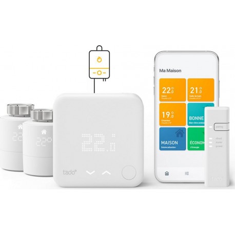 TADO Thermostat connecté Thermostat V3+ Filaire et 2 Tetes termos