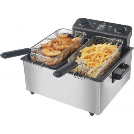 NC Friteuse électrique double cuve amovible 6l inox family fryer