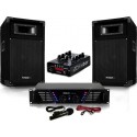 Ibiza Sound PACK SONO COMPLET DJ-MIX500-BT AMPLI + ENCEINTES 480W + TABLE DE MIXAGE + CÂBLES