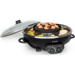 Klarstein szechuan 2-en-1 - fondue chinoise 5 litres et grill de table 22cm, 1350W / 600 w, revêtement antiadhésif - noir