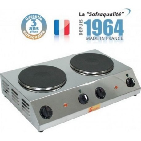 Réchaud electrique professionnel - 2 plaques - diamètre 300 mm - sofraca