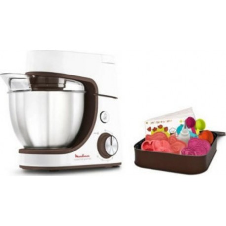 Moulinex qa51k110 masterchef gourmet baking with kids, robot pâtissier, 1100 w, 5 vitesses, fonction pulse, bol inox, kit pât… M