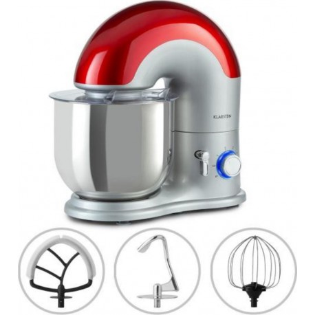 Klarstein delfino - robot de cuisine multifonction 1800w, 6 vitesses, fonction pulse, bol inox 7 litres - argent