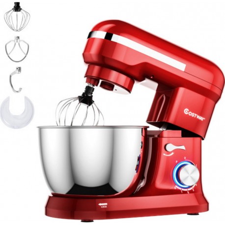 Giantex robot pâtissier 1300W avec bol 4,5l en acier inox batteur electrique à 8 vitesses réglables avec batteur,fouet,crochet