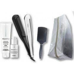 L'oréal professionnel steampod 3.0 lisseur + crème cheveux épais 150 ml+ sérum 50 ml + trousse de rangement + brosse