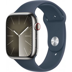 Apple Montre connectée WATCH Serie 9 Cellular 45mm Acier/Argent Bleu Orage M/L