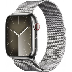 Apple Montre connectée WATCH Serie 9 Cellular 45mm Acier/Argent Milanais Argent Loop