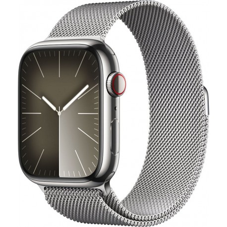 Apple Montre connectée WATCH Serie 9 Cellular 45mm Acier/Argent Milanais Argent Loop