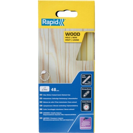 Rapid bâtons de colle bois, diamètre 12x190 mm, boîte de 48 pièces