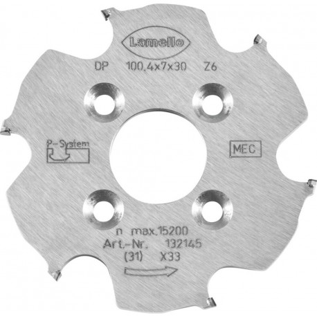 Lamello P-System Fraise à rainurer CNC, DP, D100,4x7xD30 mm, Z6, NL 4xD6,6xD48 mm