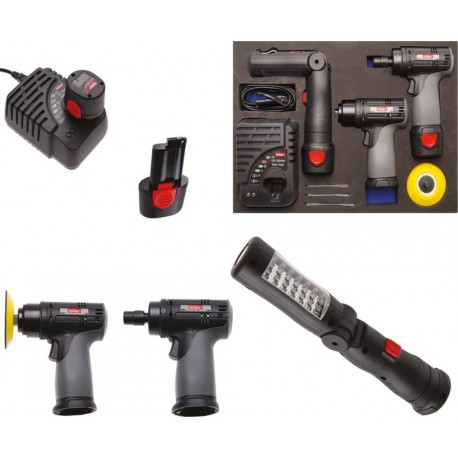 Bgs Technic BGS Kit de ponçage et polissage à accu en Insert de servante d'atelier 10,8 V 8 pièces