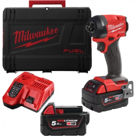 Milwaukee 4933479865 M18 FID3-502X Tournevis à percussion hexagonale 1/4 sans balais 18V 5.0Ah en boîte HD