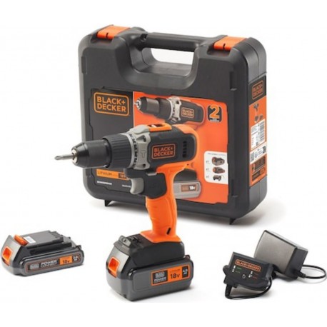 Black & Decker BCD003MEM2K-QW Perceuse à percussion sans fil 18 volts 1x 2.0 Ah/4.0Ah Li-ion