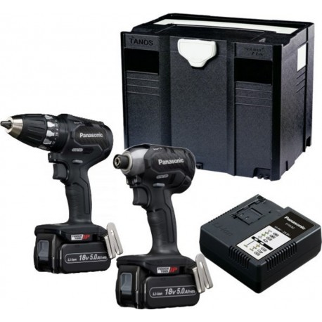 Panasonic EYC231LJ2G Combo Set Perceuse sans fil EY74A3 et Clé à chocs EY76A1 18 Volts 5.0 Ah Li-ion dans Systainer