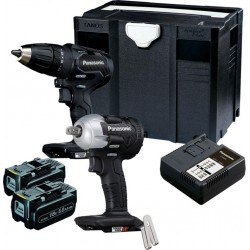 Panasonic EYC242LJ2G Ensemble combiné perceuse sans fil EY79A3 et clé à chocs EY75A8 sans balai 18 Volts 5.0 Ah Li-ion dans Syst