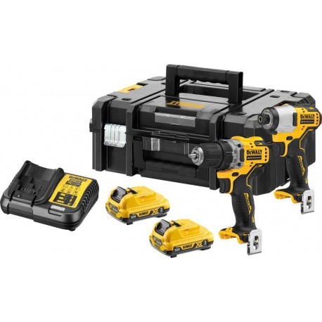 DeWalt DCK2110L2T-QW Jeu de pièces détachées DCK211D2T Tournevis de perçage DCD710 + Tournevis à chocs DCF815 10,8 V 2,0 Ah XR