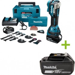 Makita DTM52RTJX2 Outil multifonction Starlock Max 18V 2x5.0 AH Li-ion + set d'accessoires dans Mbox