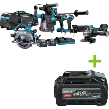 Makita DK0162G601 Combiset - 6 machines 40V max 4.0Ah Li-Ion dans un sac