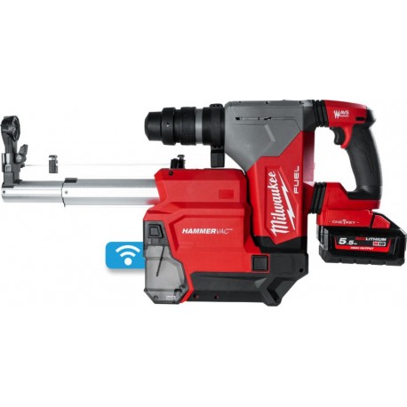 Milwaukee 4933478506 M18 OneFHXDEL-552C M18 Fixtec SDS-Plus marteau combiné sans fil 18V 5.5Ah Li-Ion avec extraction de poussiè