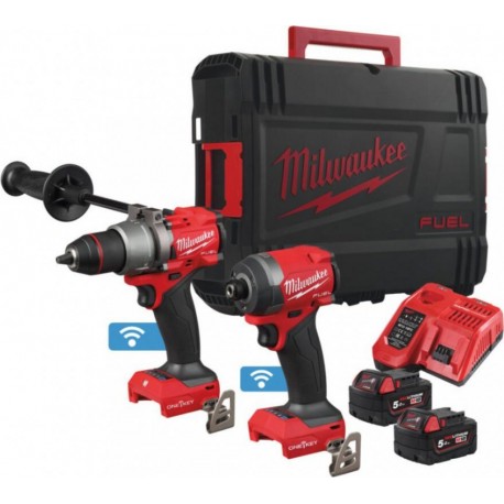 Milwaukee 4933493244 M18 FPP2A3-502X Powerpack 18V 5.0Ah Li-Ion - Perceuse à percussion M18 ONEPD3 + Visseuse à percussion M18 O