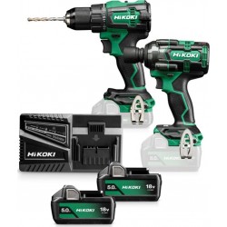 Hikoki KC18DEWMZ Kit combiné - Perceuse sans fil DV18DE + clé à chocs sans fil WR18DH 18V 5.0ah Li-Ion en HSC III