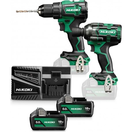 Hikoki KC18DEWMZ Kit combiné - Perceuse sans fil DV18DE + clé à chocs sans fil WR18DH 18V 5.0ah Li-Ion en HSC III