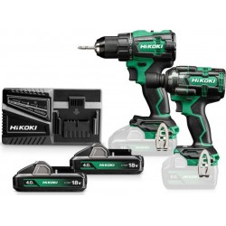 Hikoki KC18DEWLZ Kit combiné - Perceuse sans fil DS18DE + Clé à chocs sans fil WR18DH 18V 4.0ah Li-Ion en HSC III