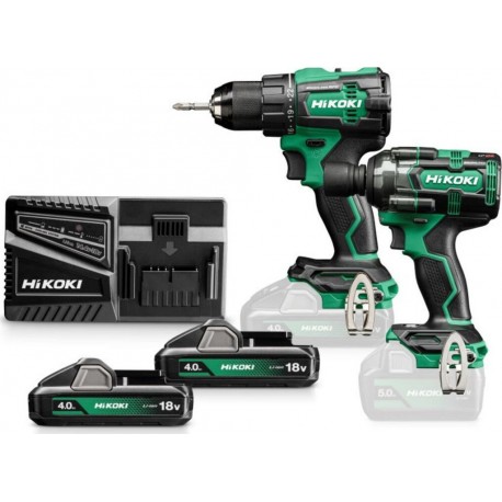 Hikoki KC18DEWLZ Kit combiné - Perceuse sans fil DS18DE + Clé à chocs sans fil WR18DH 18V 4.0ah Li-Ion en HSC III
