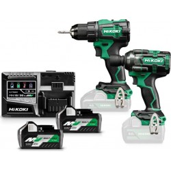 Hikoki KC18DEWJZ Kit combiné - Perceuse sans fil DS18DE + Clé à chocs sans fil WR18DH 1/2 Multivolt 2.5Ah Li-Ion en HSC III