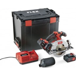 Flex-tools 454028 CS 62 18.0-EC/5.0 Set - scie circulaire sans fil avec gabarit pendulaire 18V 5.0Ah Li-Ion en L-Boxx