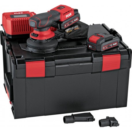 Flex-tools 532083 ORE 2-125 18-EC/2.5 SET Ponceuse orbitale aléatoire 125mm avec contrôle de vitesse 18V 2.5Ah Li-Ion en L-Boxx