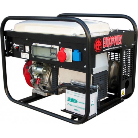 Europower 950000659 EP6500TE-25 groupe électrogène 7 KVA avec moteur à essence Honda 230 Volt(16A) - 400 Volt CEE (16A 5 p.) dém