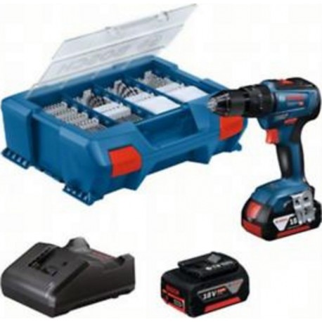 Bosch Bleu 06019H530A GSB 18V-55 Marteau perforateur sans fil 18V 4.0Ah Li-Ion + 82 accessoires dans Pick