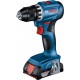 Bosch Bleu 06019K3202 GSR 18V-45 Tournevis Accu 18V 2.0Ah Li-Ion dans L-Case
