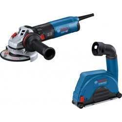 Bosch Bleu 0615A5004R GWS 14-125 Meuleuse d'angle 125mm 1400W + GDE 115/125 FC-T Capot d'aspiration