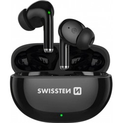 Swissten Ecouteurs Sans fil Microphone boîtier charge Noir