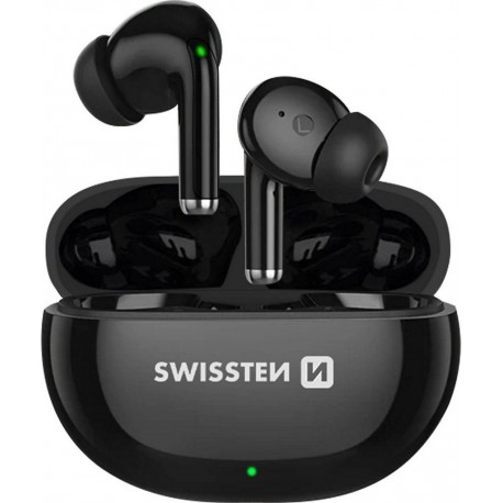 Swissten Ecouteurs Sans fil Microphone boîtier charge Noir