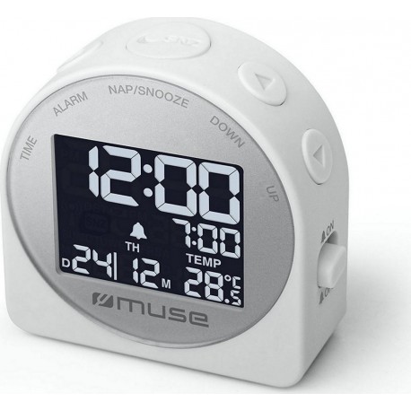 MUSE Réveil M-09-CW Blanc ecran LCD &amp température