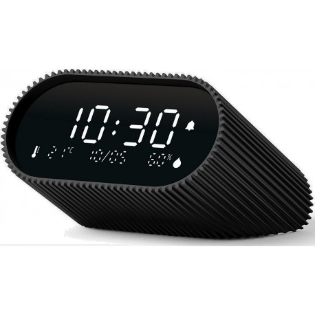 Lexon Réveil Ray Clock Thermomètre et Hygromètre Noir