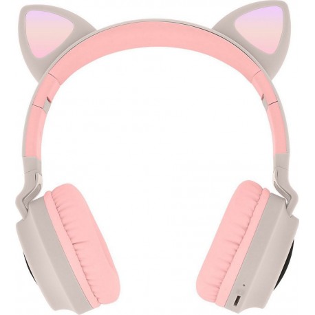 Avizar Casque Bluetooth Design Chat lumineuse Beige