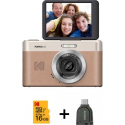 Kodak Appareil photo Compact Pixpro C1 Maron + Micro SD 16Go