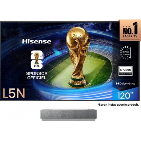 Hisense Vidéoprojecteur home cinéma 120L5ND Laser TV + écran ALR FRESNEL